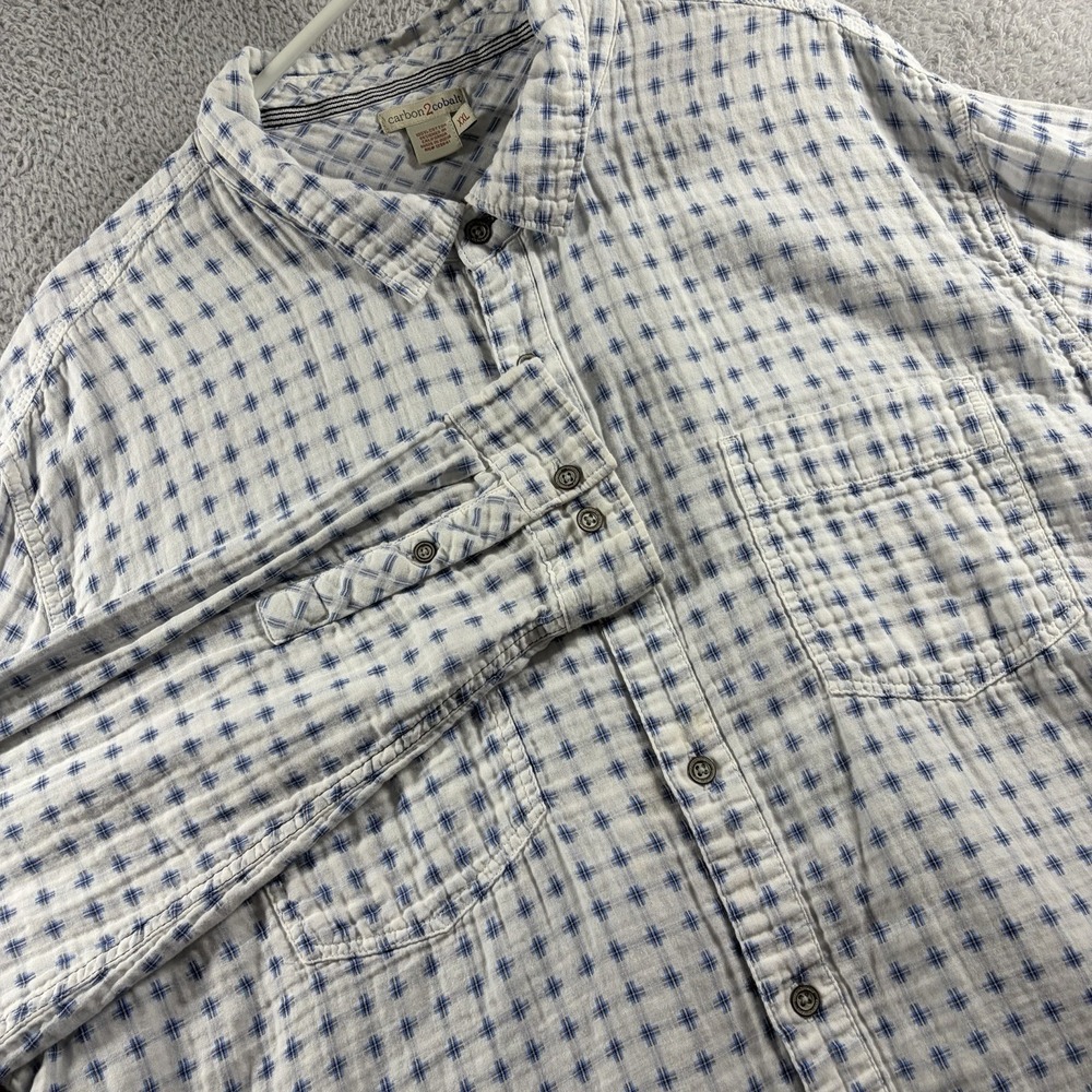 Carbon 2 Cobalt Convergence Shirt Mens XXL White Blue Cotton Button Up